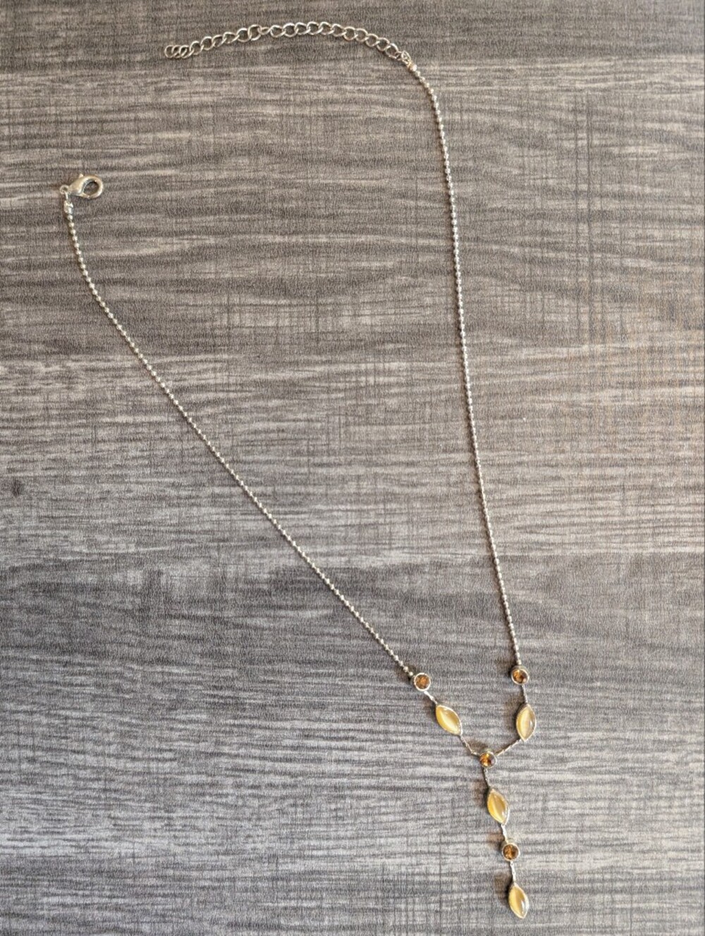 Elegant Tiger's Eye And Crystal Drop Y-Necklace - Women's Jewelry